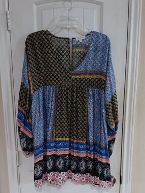 Velzera Bohemian Mixed-Print "Baby Doll" Mini Dress 🌿